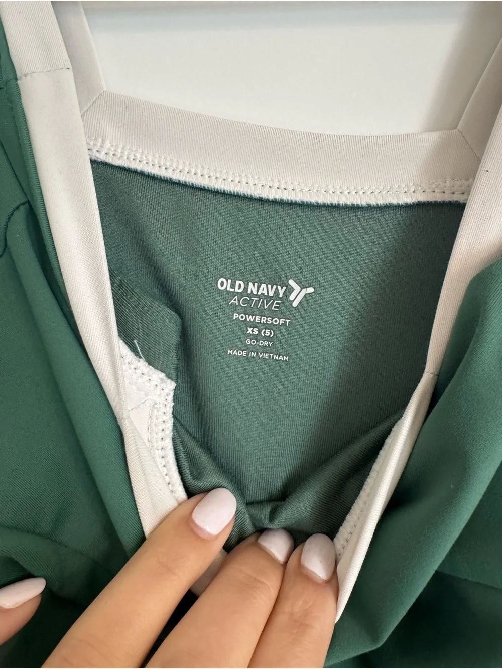 Old Navy Dark Green Dress with Cream Trim